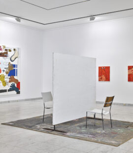 Martin Kippenberger, Farbenlehre, 1994; Franz West, Abriss, 1995; Jutta Koether, Untitled, 1983; Jutta Koether, Untitled, 1983. Foto: Achim Kukulies