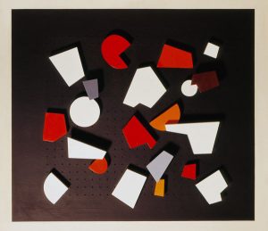 Ambiance (Mood), 1955, Holzelemente auf durchlöcherte Holzrückwand, (Sammlung Etzold)