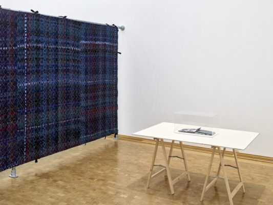 (right) Feminist Spirituality and Magical Politics Scrapbook 2003, fabric, thread, scrapbook, photocopy on paper; Gaby and Wilhelm Schürmann Collection. Photo: Achim Kukulies